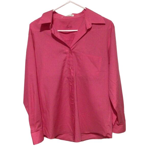 Foxcroft Tops - Foxcroft Pink Wrinkle Free Button Up Blouse Womens Long Sleeve Shirt Size 10